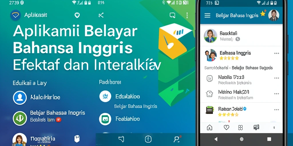 Antarmuka pengguna 2739 untuk belajar bahasa Inggris yang interaktif.