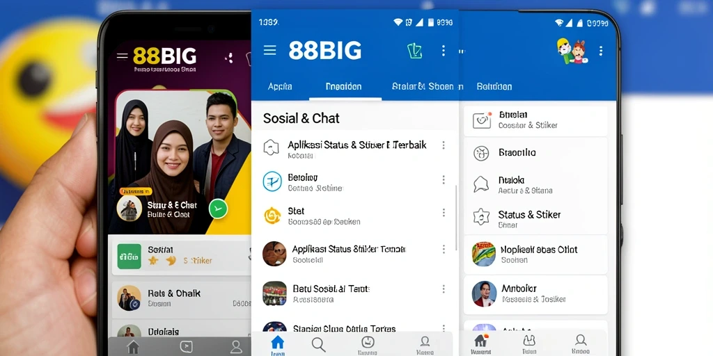 Tampilan aplikasi 88BIG dengan stiker dan status menarik.