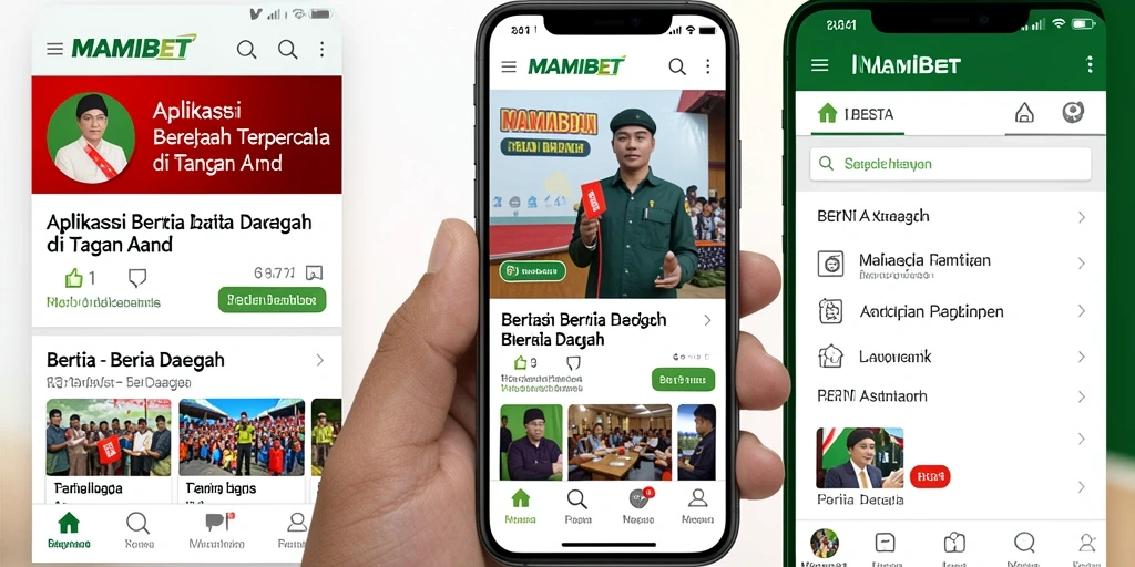 Antarmuka MAMIBET menampilkan berita daerah yang jelas dan menarik.