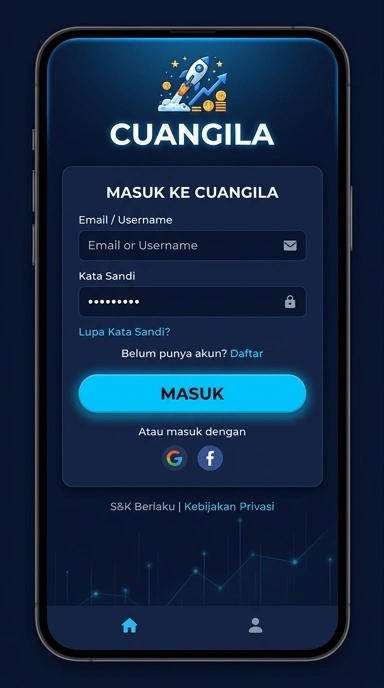 Tampilan halaman login cuangila